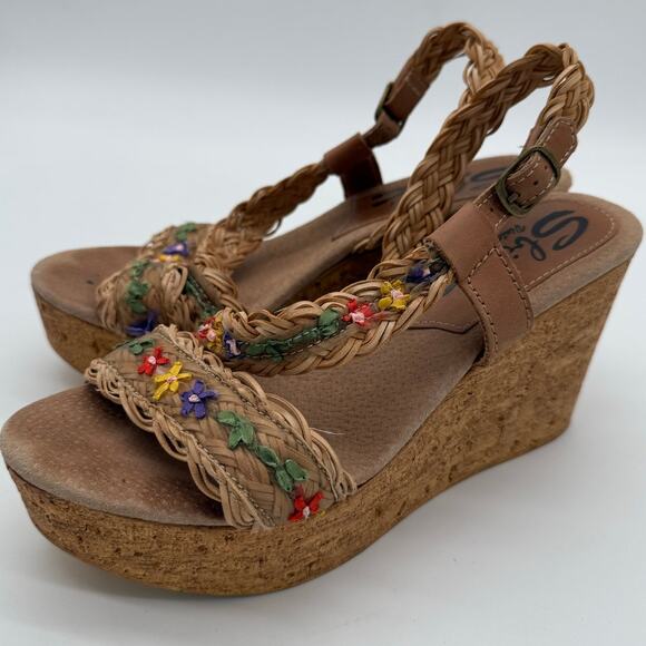 Sbicca Women's Vintage Collection Palmera Wedge Platform Sandal Boho Floral 9 - Picture 1 of 7